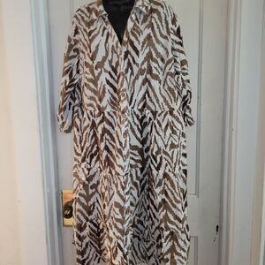 Mlle Gabrielle brown and white zebra print maxi dress 2x